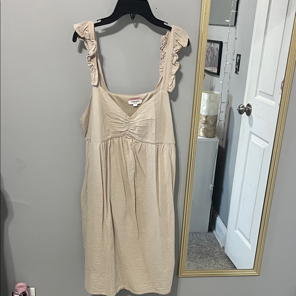 Cream Ruffle Strap Dress